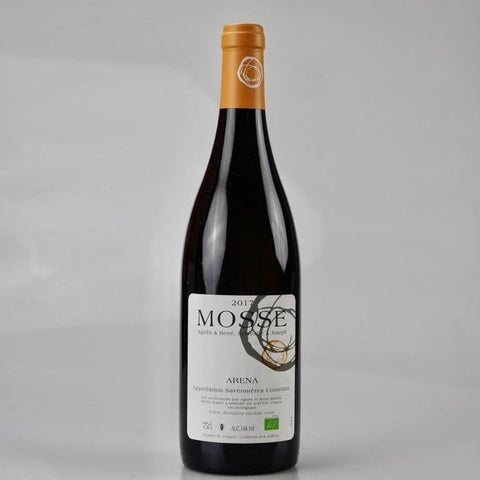 Bouteille de vin blanc de la Loire du Domaine Mosse : Arena. Un vin nature à partager, en importation privée au Québec. Parfait pour vos accords mets-vins grâce à la sélection de Le vin dans les voiles.