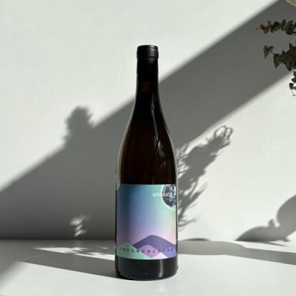 Bouteille de vin orange en biodynamie du Burgenland en Autriche par Rennersistas : Intergalactic. Un vin nature à se procurer en importation privée au Québec. Parfait pour vos accords mets-vins grâce à la sélection de Le vin dans les voiles.